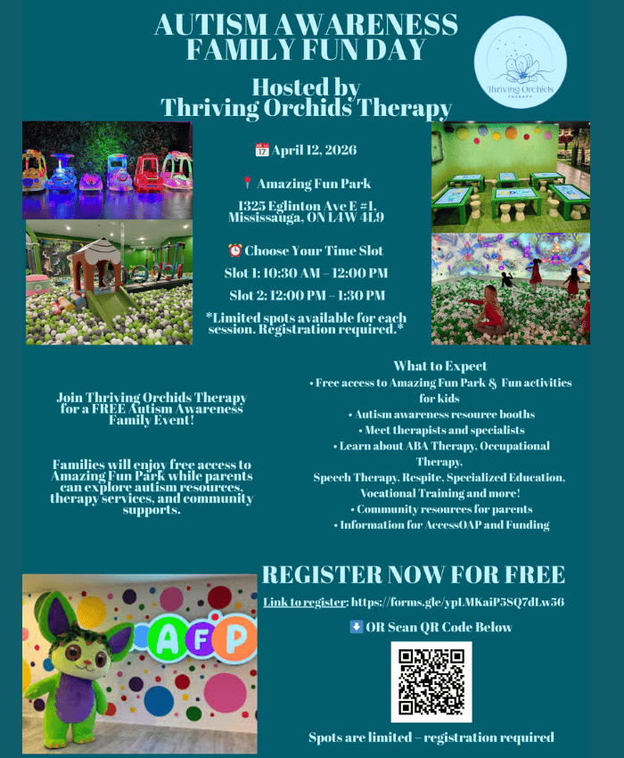 Autism Awareness Family Fun Day at Amazing Fun Park with performances and activities.